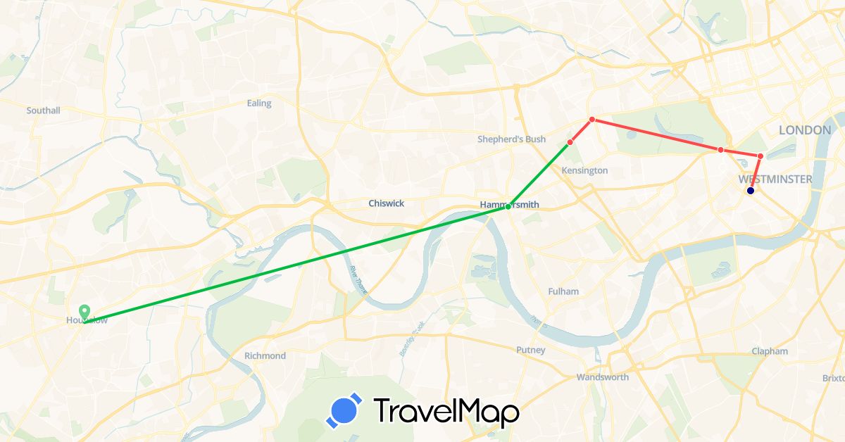 TravelMap itinerary: driving, bus, hiking in United Kingdom (Europe)